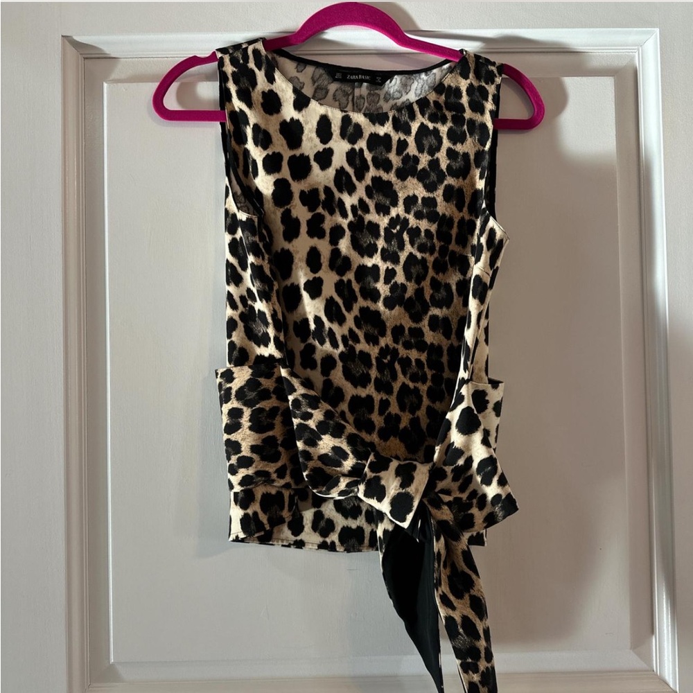 Zara cheetah top with bottom tie